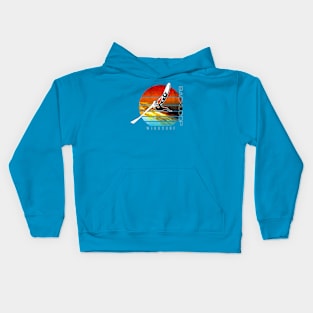 Windsurfing Jump at Sunset over Waves Kids Hoodie